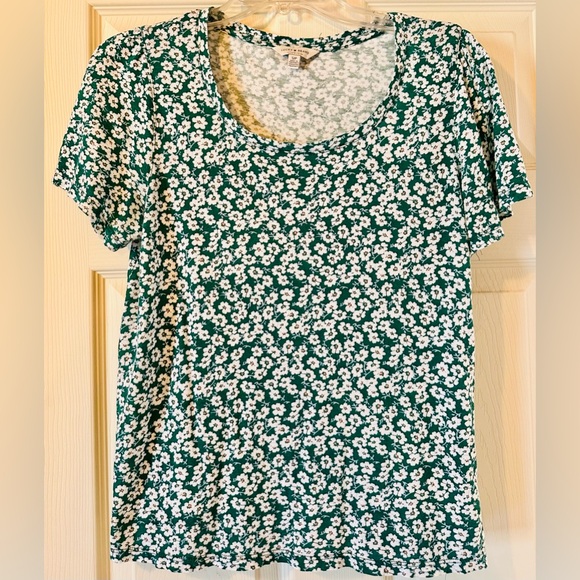 Lucky Brand Floral Short Flutter Sleeve Top small petite - Picture 3 of 5